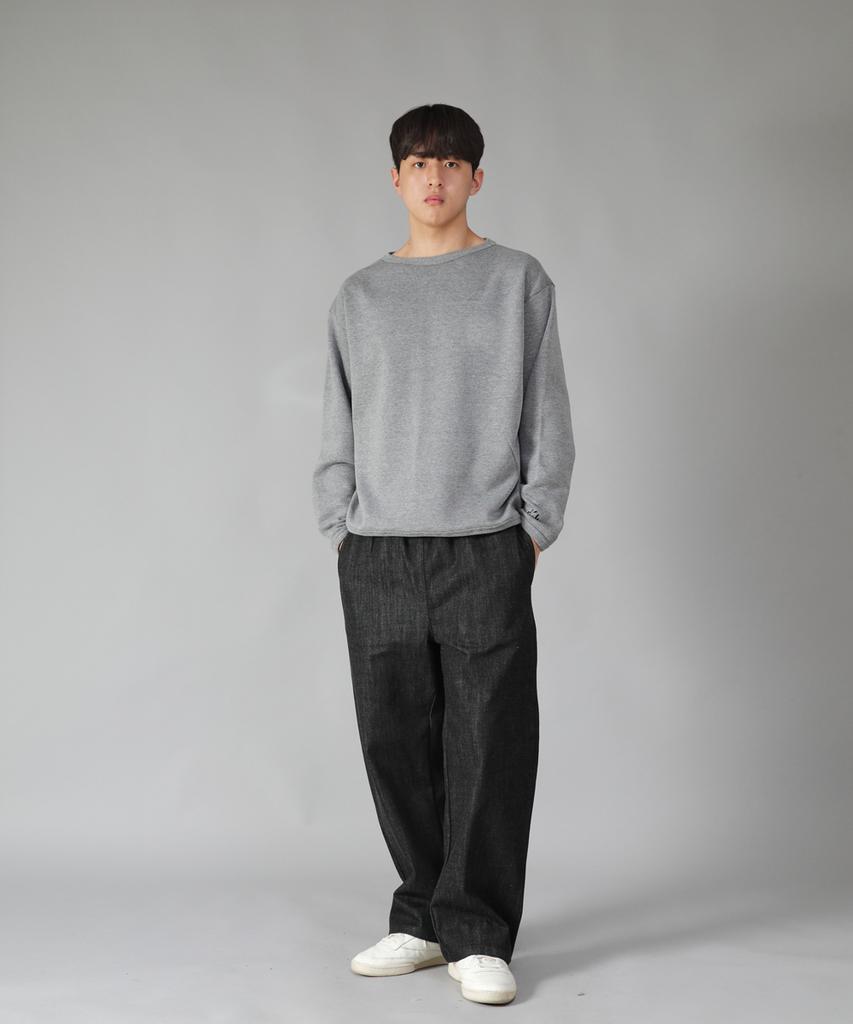 Seinteukeulu Широкие брюки Ex Wide Pants Exw-347 Черный деним Bks