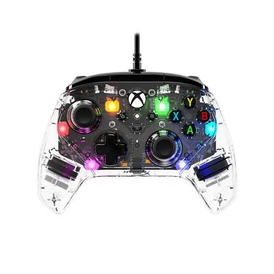 HYPERX Проводной контроллер Clutch Gladiate RGB Xbox, официально сертифицированный, с двумя кнопками блокировки триггера, программируемой кнопкой, с двумя вибрационными моторами, прозрачный цвет [Авторизованный