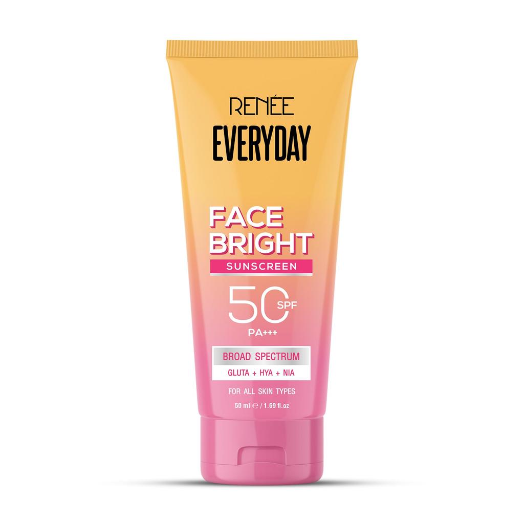RENEE Ежедневный осветляющий солнцезащитный крем для лица SPF 50 PA+++ | Протестировано in-vivo | С ниацинамидом, гиалуроновой кислотой и глутатионом | Широкий спектр действия