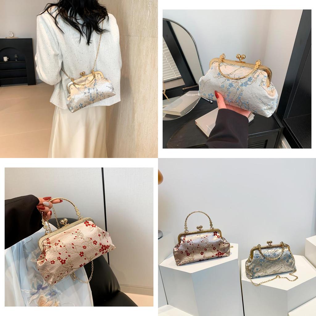 Артистичная Национальная Стиль Застежка-Пряжка Сумка для Ципао 2024 Шикарная Летняя Ручная Металлическая Сумка на Плечо