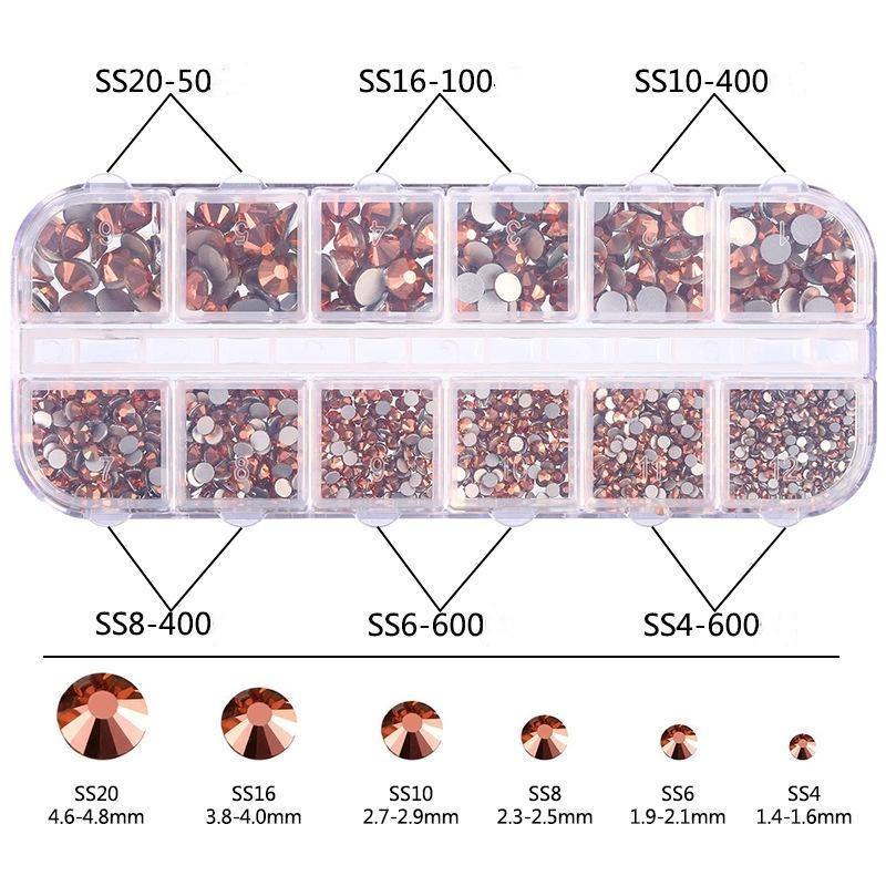 2000 шт. стразы с плоской обратной стороной, 6 размеров (1,4-4,8 мм) Круглые хрустальные стразы для поделок, одежда, обувь, сумки, сделай сам, искусство