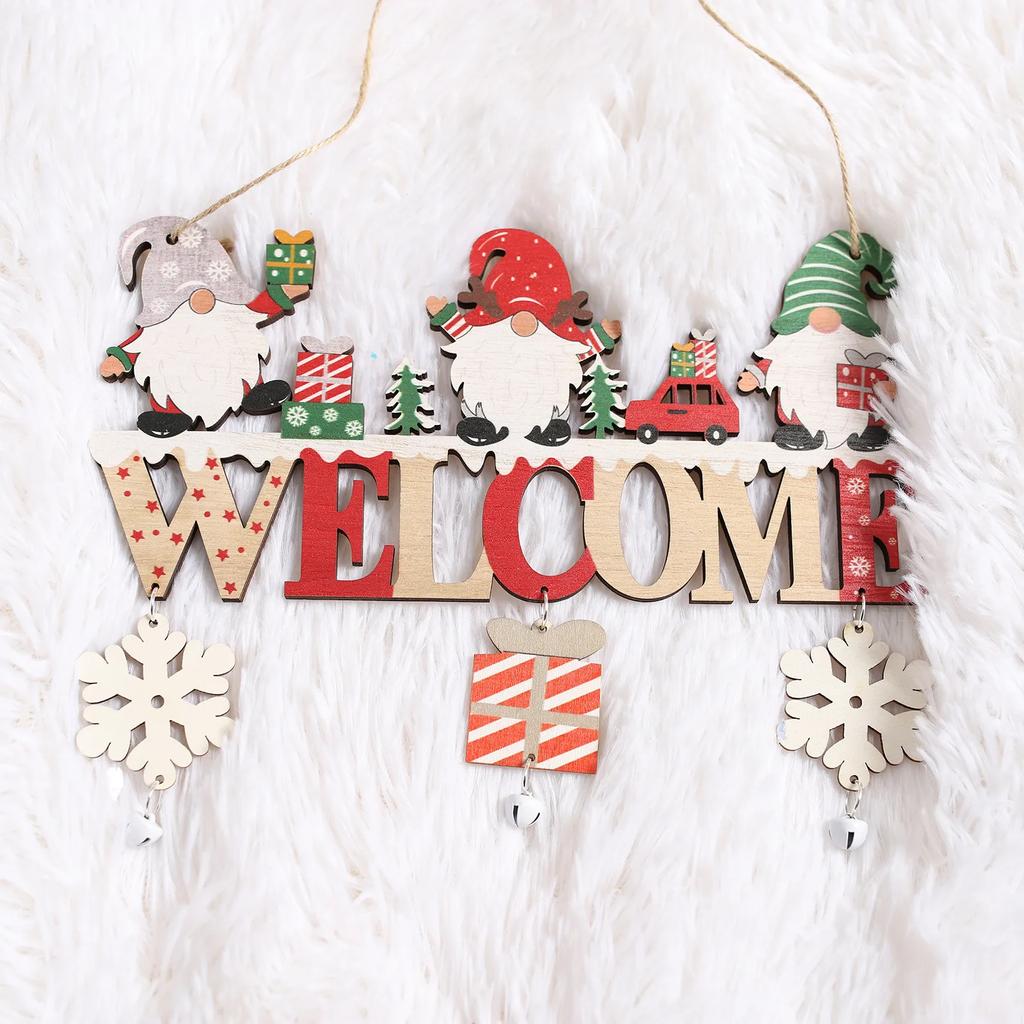 NEW Santa Claus Wooden Hanging Ornaments 2025 Merry Christmas Decorations for Home Door Xmas Tree Pendants Navidad New Year Gift