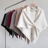 Solid Color Knitted Shawl Soft Wool Blended Shawl Casual Sweater Shawl Cape