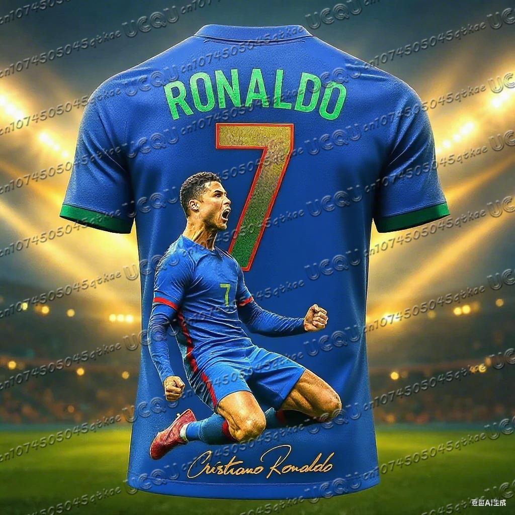 Football Jersey 3d Printed NO.7 Ronaldo Boys Girls Training Kids Sports Breathable Short Sleeve Children's T-shirt