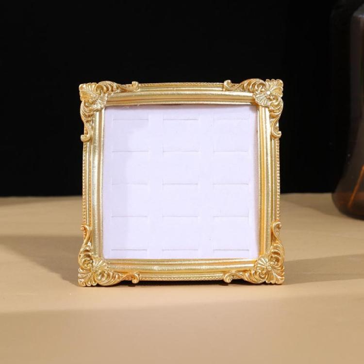 Декоративный золотистый полимерный поднос-витрина для серег, органайзер для ювелирных изделий, фоторамка для бутиковых витрин