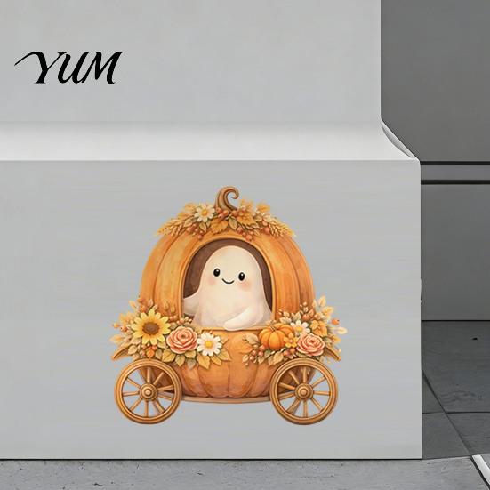 Fun Holiday Gift for Bedroom Cute Ghost Halloween Switch Plate Stickers, Removable Self-Adhesive Outlet Cover Pumpkin Bat Wall Art Decals, Floral