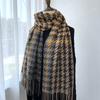 Plaid Scarf Houndstooth Color Matching Women Autumn Winter Imitation Cashmere Tassel Shawl Thick