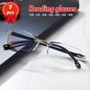 Rectangle Rimless Reading Glasses for Men and Women PC Frame Material Lightweight with Clear PC Lenses for Reading