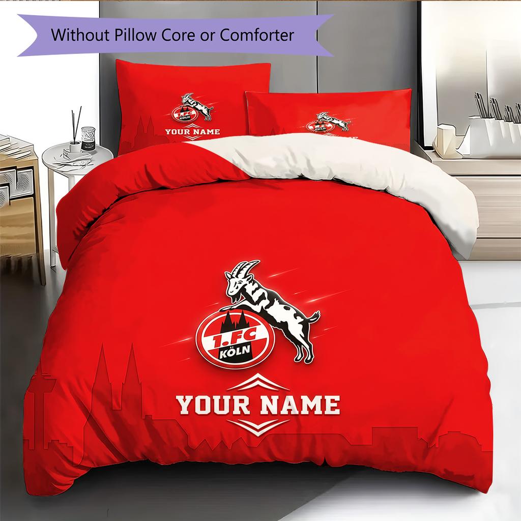 Custom Name 1. FC Köln Pattern Bedding Quilt Set Home Decoration Gift (1 * duvet cover + 2 * pillowcase without core)