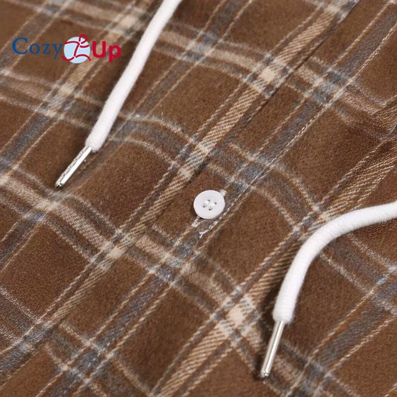 Cozy Up Men's Flannel Shirt Plaid Hoodie Long Sleeve Fall Casual Button Down Shirts