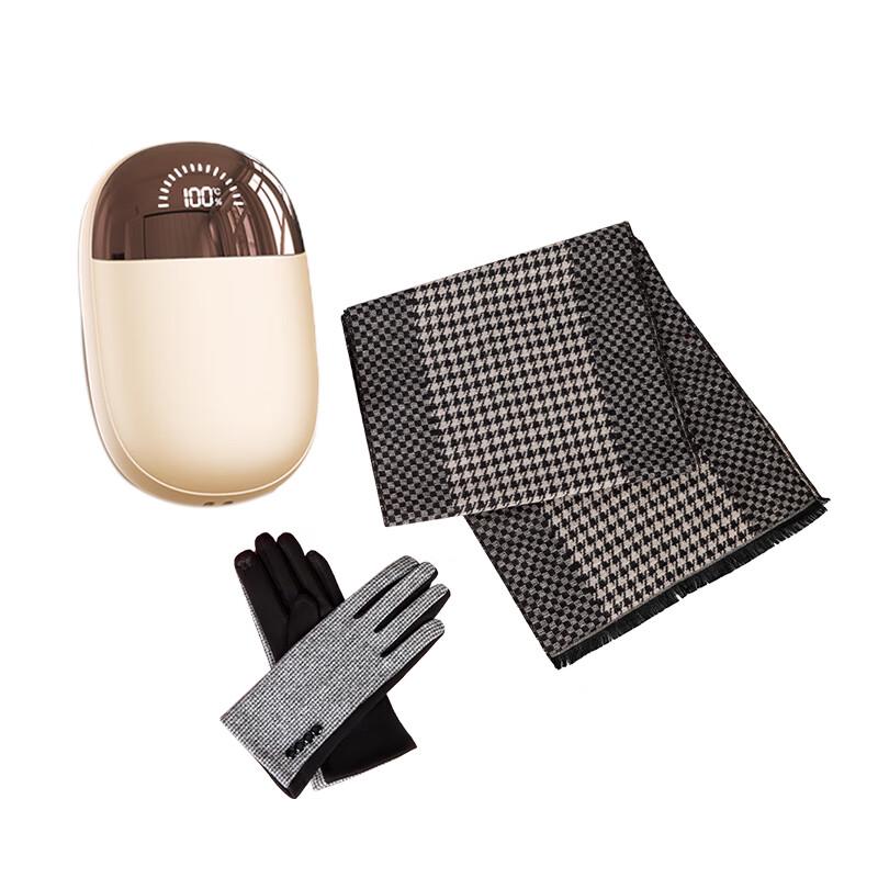 Women's Winter Scarf, Gloves & Hand Warmer Power Bank Set