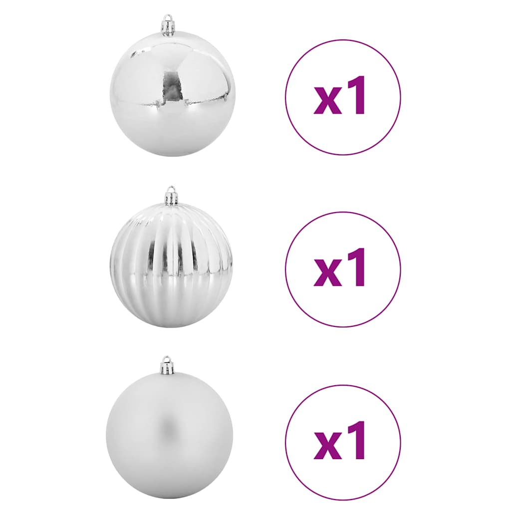 XXL Christmas Ornament Set 3 pcs Silver Plastic