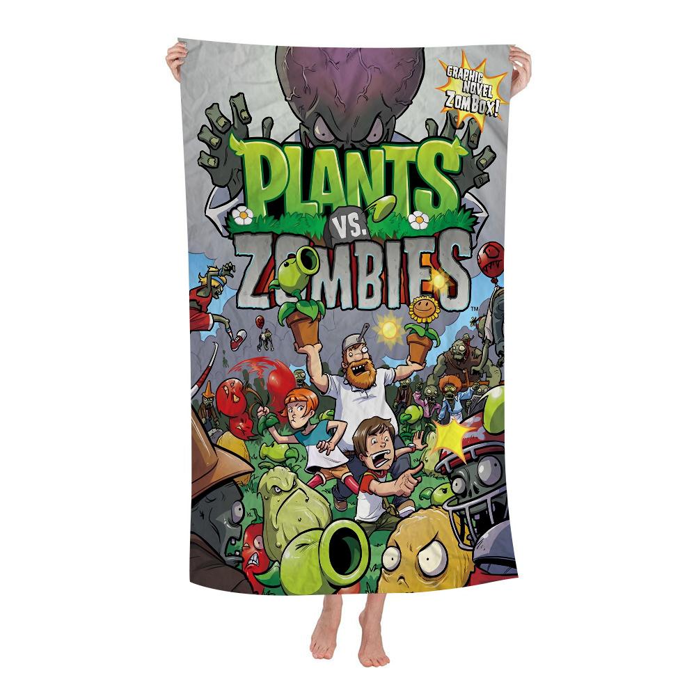 Полотенце для пляжа Plants Vs Zombies Мультяшное Милое Летнее Детское Большое для Ванны Бассейна Пляжа Микрофибра Впитывающее для Плавания Путешествий