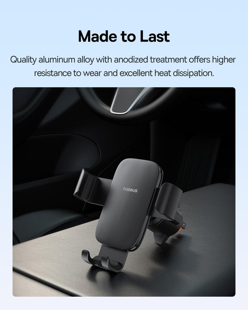 Metal Age 3 Gravity Car Phone Holder For Air Vent Black