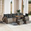 10-Piece Garden Sofas with Gray Cushions Poly Rattan Acacia 3361863