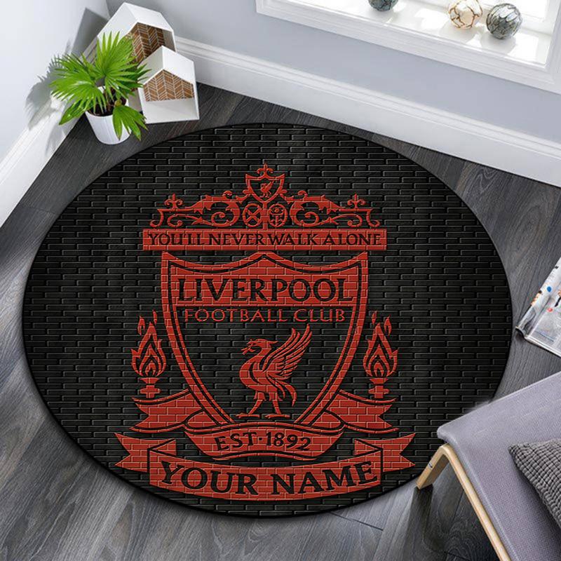 Custom Name Liverpool Round Area Rug,Carpet Rug for Living Room Bedroom Sofa Playroom Decor,Non-slip Floor Mat