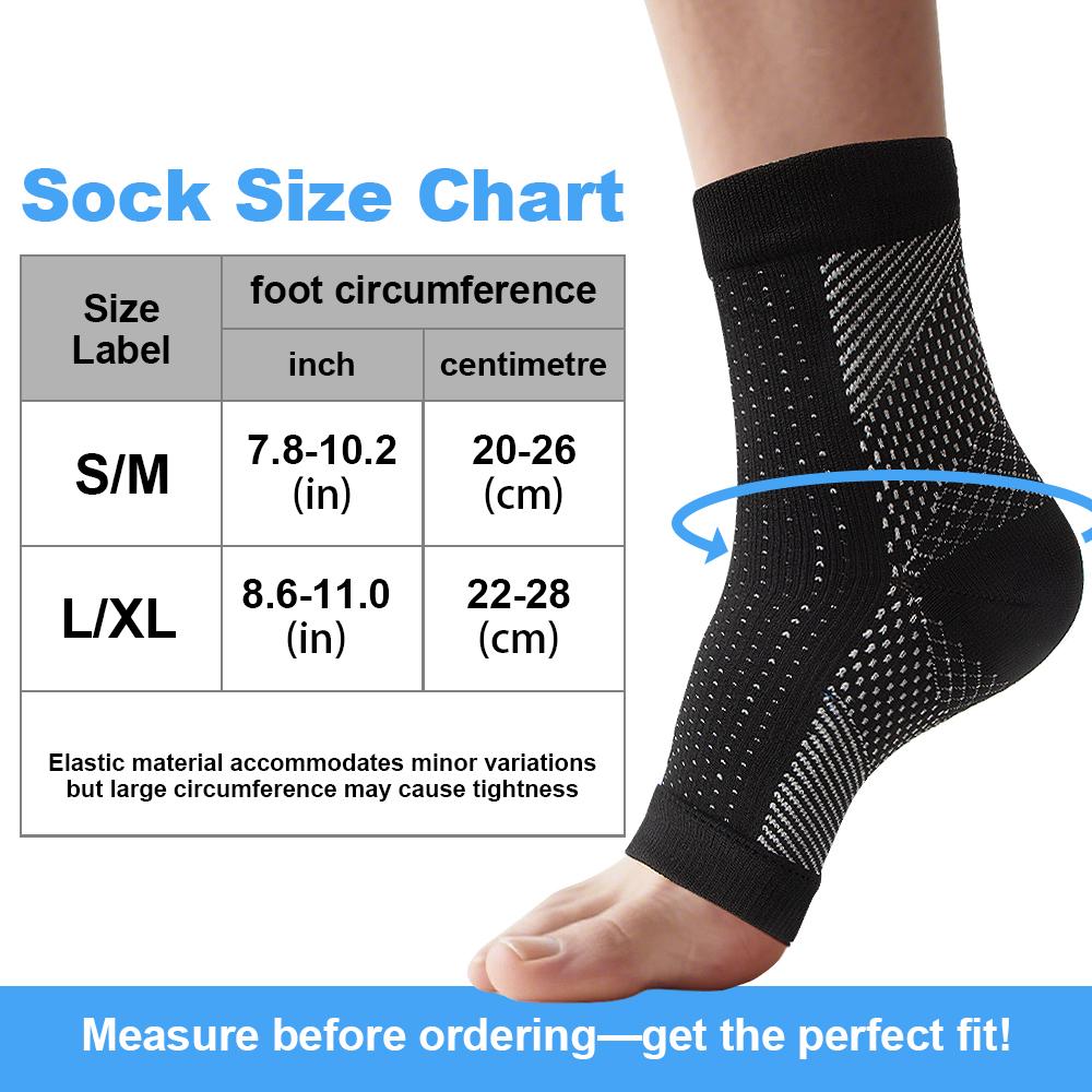 1Pair Nano Socks Neuropathy Socks Compression Sleeve for Ankle Swelling,Plantar Fasciitis,Neuropathy - Ankle Brace for Women Men