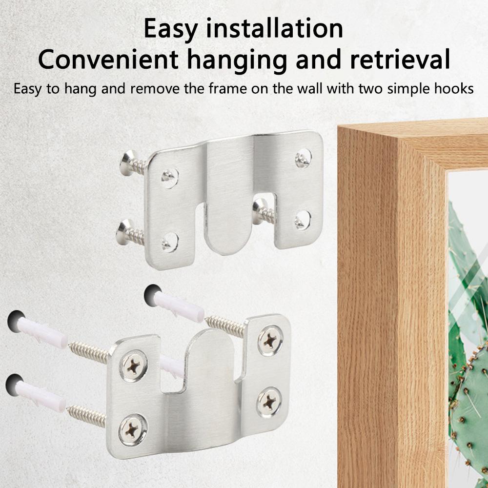 1 Pair Size L Interlocking Photo Frame Hanging Buckle Stainless Steel Furniture Connector Hanger