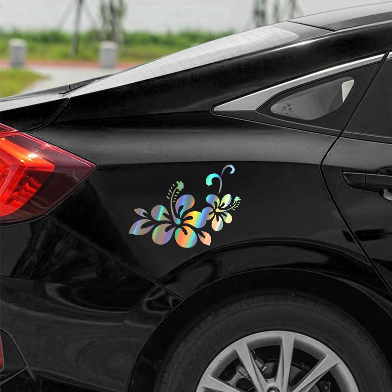 23.8x24.9CM Laser Vinyl Flower Pattern Car Motorcycle Body Bumper Hood Window Decal Scratch Sticker