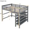 Loft bed, 140 x 200, children's loft bed with storage compartments and under-bed desk, without mattress, grey