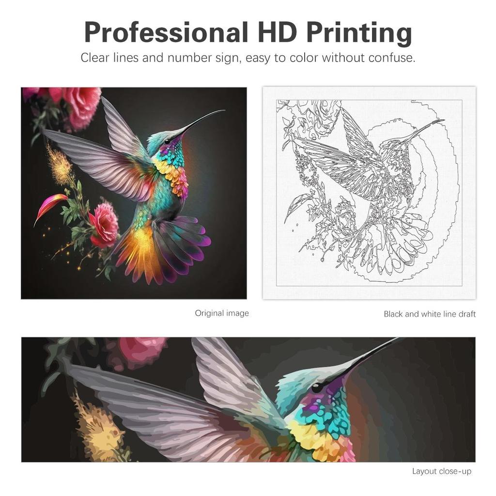 Frame Painting By Numbers Kits Animals Bird Acrylic Paint On Canvas Painting For Home Decors 40x40