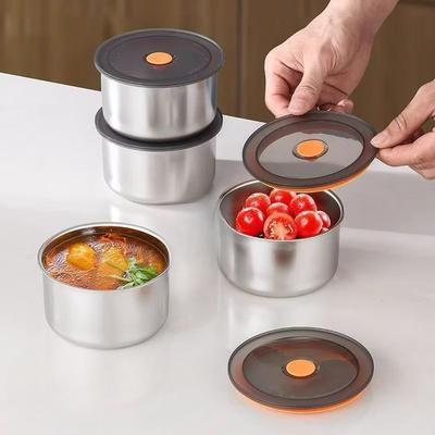 Миска из нержавеющей стали для хранения свежих продуктов, контейнер для хранения в холодильнике, коробка для хранения свежих продуктов, кухонная круглая коробка для порционирования продуктов