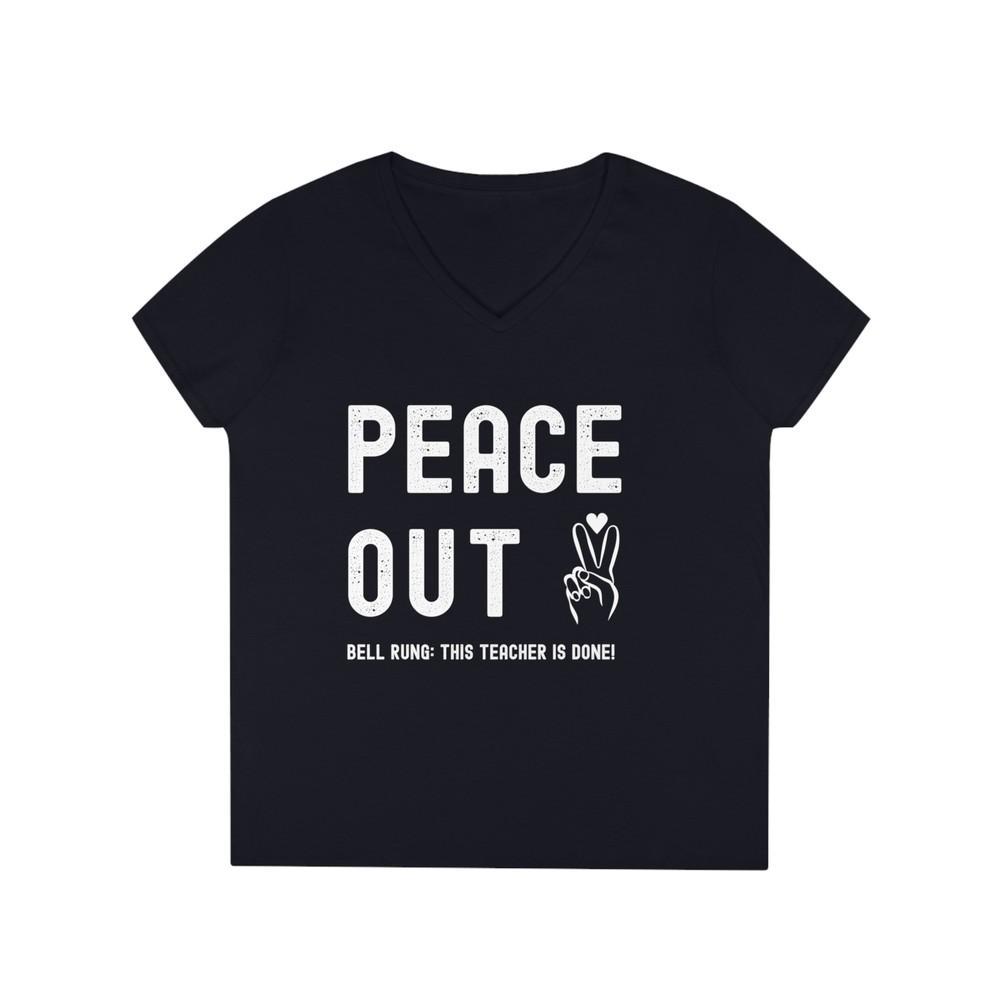 Gildan Women's V-Neck Shirt Teacher Retirement Shirt Peace Out