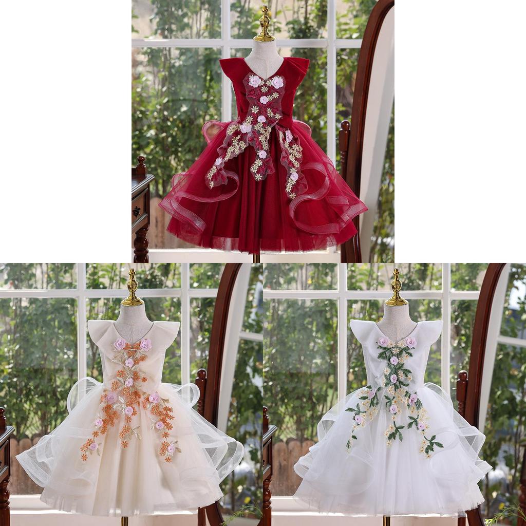 Princess Girl Summer Dress With Polyester Fabric And Puffed Skirt For Wedding And Party Celebrations