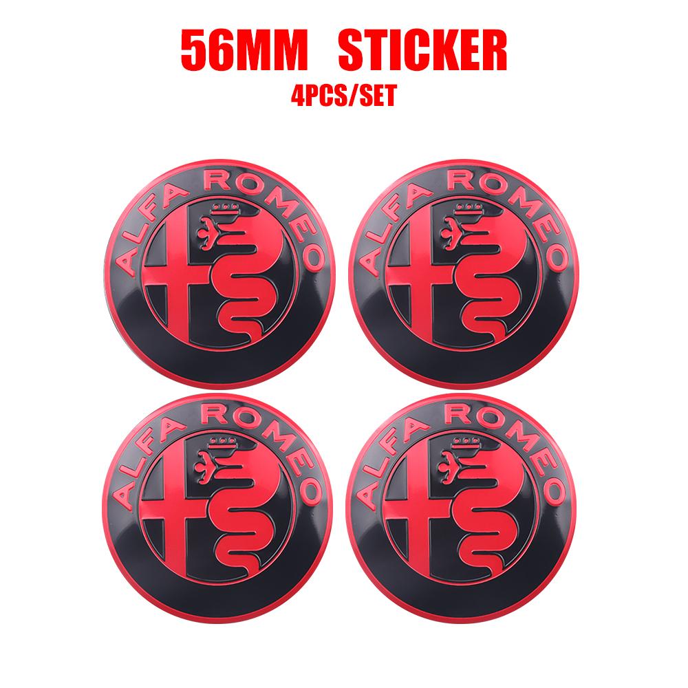 QJDS8 4pcs/set 56mm Car Wheel Center Hub Caps Stickers Auto Decoration Accessories For Alfa Romeo Giulietta GT 159 147 156 Mito Brera