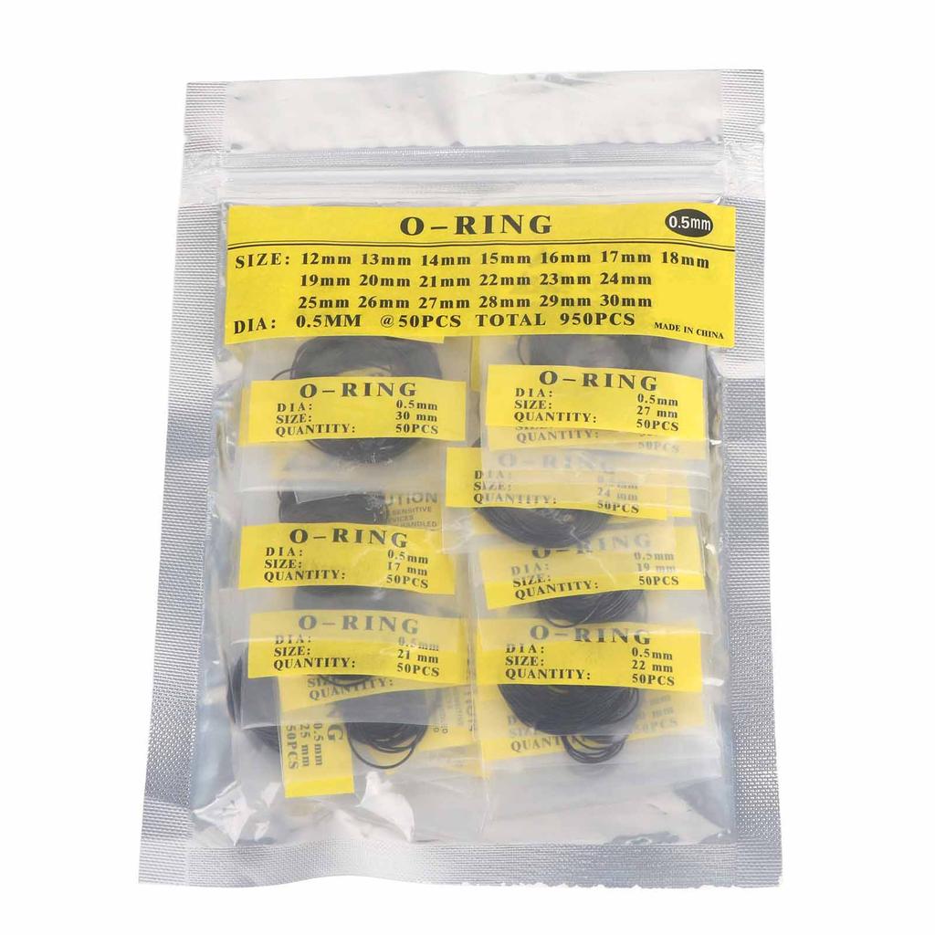 Набор 950 шт. 0.5 0.6 0.7мм 12мм30мм Универсальные резиновые уплотнительные кольца для задней крышки часов
