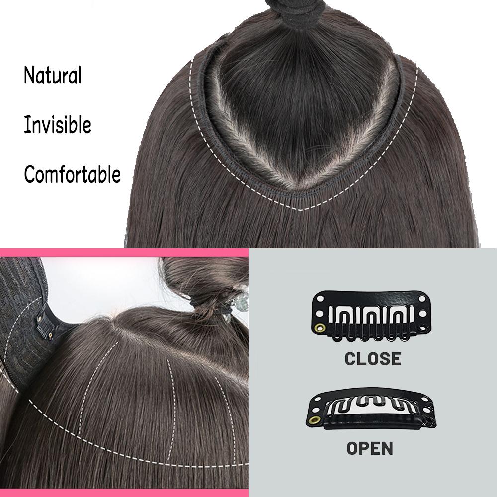 Bybrana Длинные волосы цельные длинные вьющиеся волосы V-образные наращивание волос невидимые пушистые слегка вьющиеся имитационные волосы