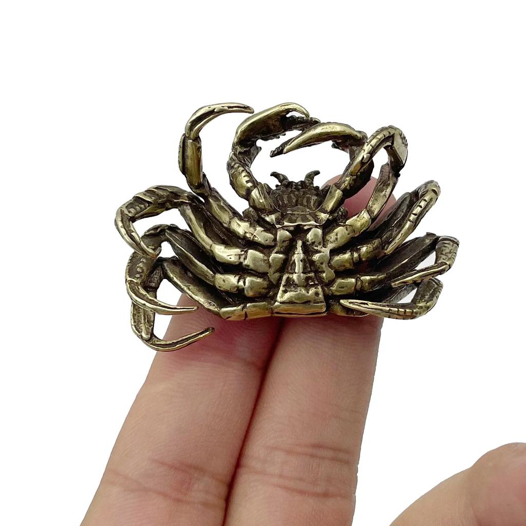 Antique Bronze Small Crab Statue Tea Pet Ornament Pure Brass Solid Animal Decoration Accessories Living Room Decoration