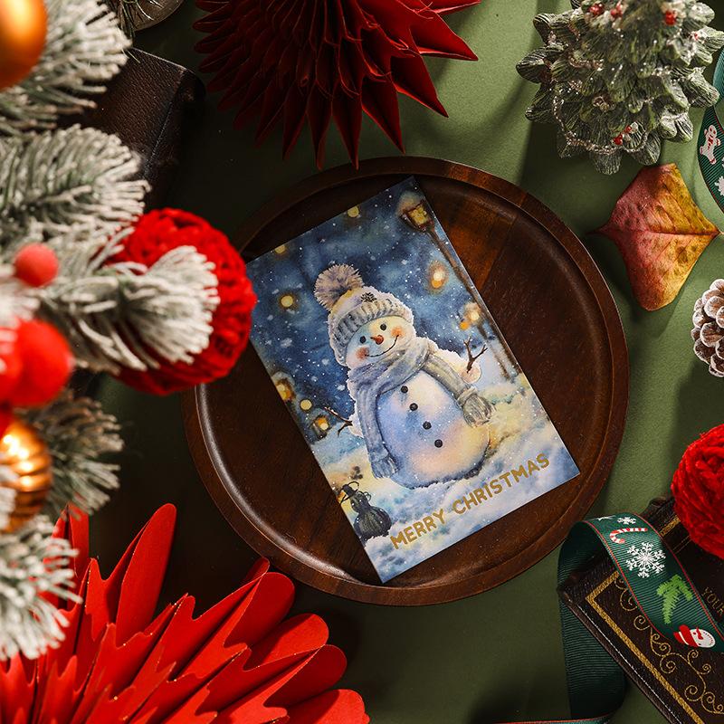 Christmas Watercolor Bronzing Greeting Card Christmas Decoration Card Cartoon Blessing Message Card