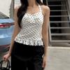 Slim Fit Y2k Dot Crop Top Sleeveless Women Camisole Fashion Halter Ruffle Vest Top  Summer