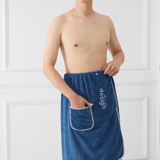 Men Bath Towel Absorbent Quick Dry Bath Wrap Towel with Secure Buckle And Pocket for Gym Spa Sauna Shower