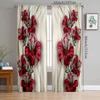 2 шт. - Полиэстеровые шторы с красными цветами, для ванной, спальни, гостиной и семейной комнаты, декоративные шторы