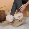 Sweet Beaded Bowknot Decoration Furry Snow Boots Women 2025 Winter Soft Thick Bottom Non Slip Fur Booties Warm Short Plush Boots
