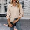 New Long Sleeved Commuter Fit Solid Color Polo Neck Fashion Simple Style Formal Office Women's Shirt