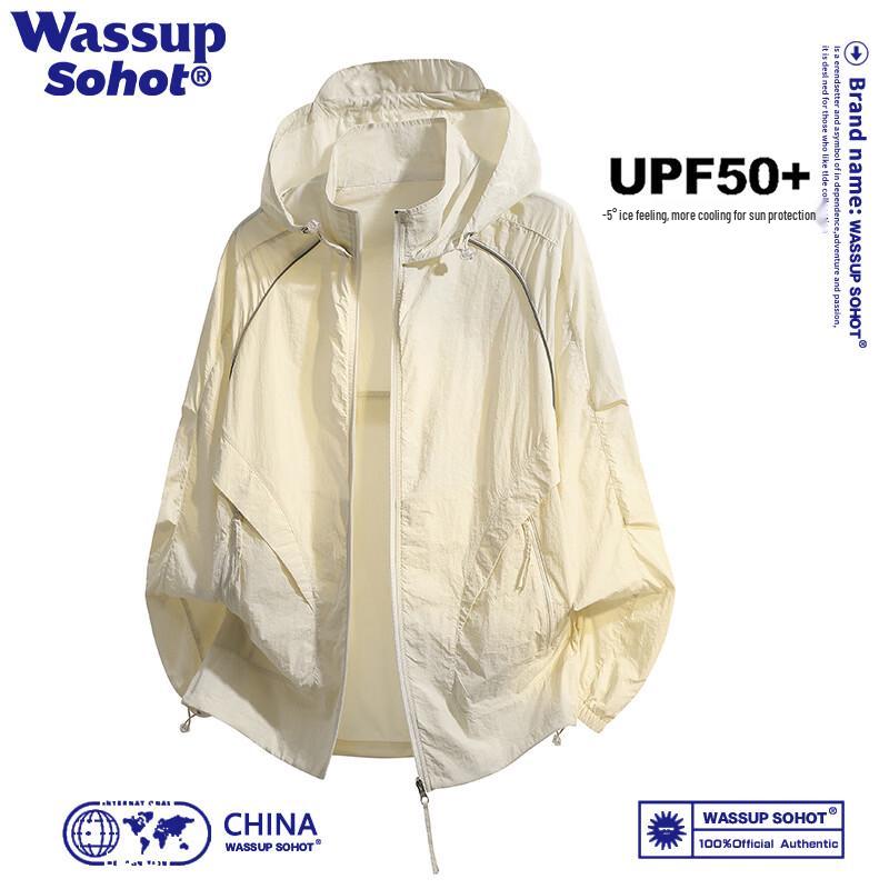 Wassup Sohot Men's Hooded Ice Silk Sun Protection Jacket
