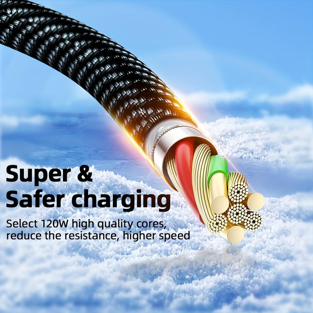 120W LED Digital Display Quick Charge USB Type C Cable For Huawei Fast Charging Data Cord