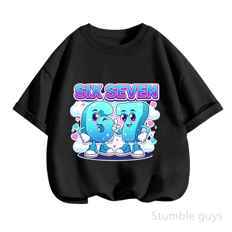 Top Selling 67 Print Tshirt Six Seven T-shirt Summer Kids Boys Clothes Girls Short Sleeve Tops