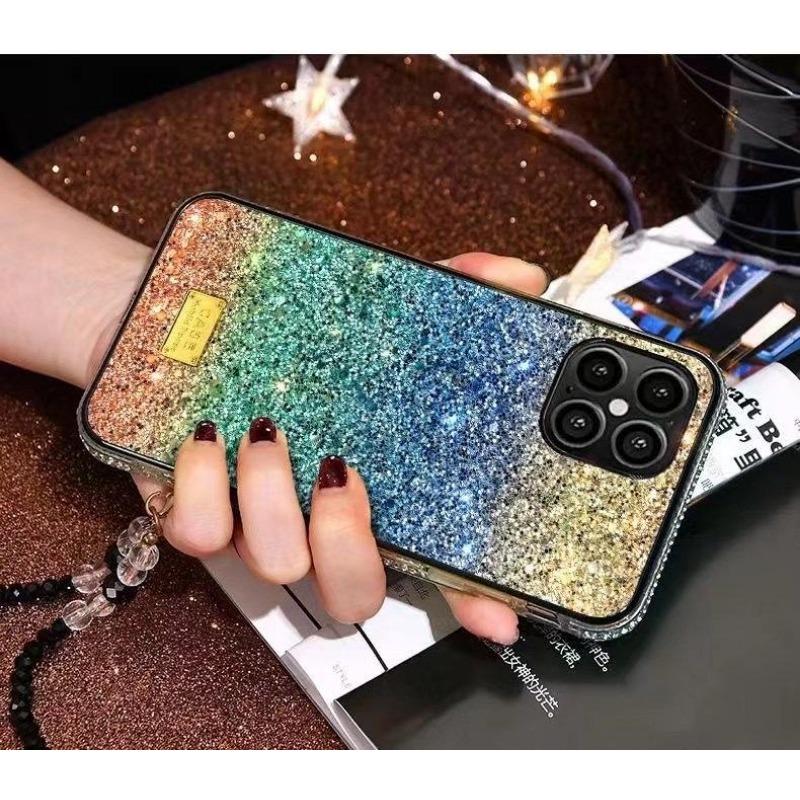 Подходит для Samsung S25 Градиентный чехол для телефона со стразами S23ultra Звездное небо Полный бриллиант S24 Прямой край S22 Роскошный