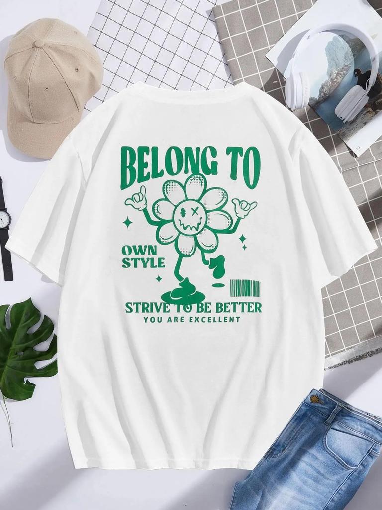 Belong To Own Style Strive To Be Better Men T-Shirts Fashion Cotton Clothes Loose Oversize T Shirt Casual Tee Cotton Tops