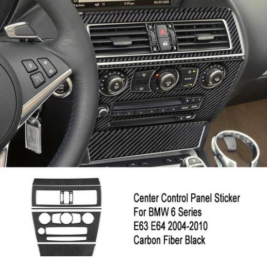 5pcs Carbon Fiber Car Front Center Dashboard Panel Cover For BMW 6 Series 04-10