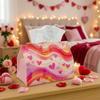 1pc Watercolor Tissue Box Cover with Heart Wave Print- Decorative Tissue Holder Suitable for Kitchen, Living Room, Car- Durable Fabric, Valentine'S Da