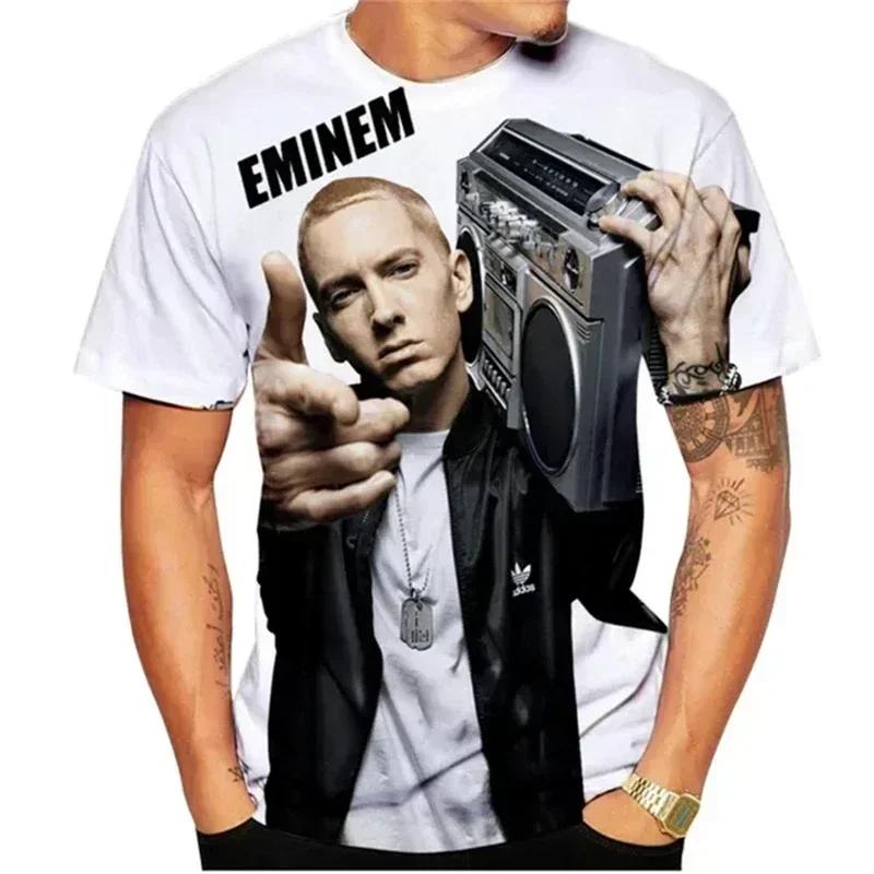 Хип-хоп футболка с 3D-печатью рэпера EMINEM Мужская Женская Одежда Футболки Харадзюку Мода Повседневная Короткий рукав Хип-хоп Рубашка y2k Топы