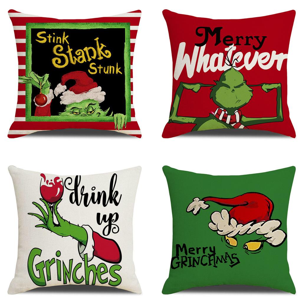 New Christmas Pillowcase Christmas Snowman Living Room Decoration Linen Sofa Cushion Cover Car Waist Pillowcase Cover
