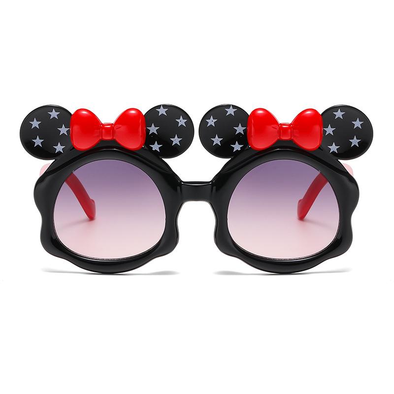 7330 New Cartoon Cute Glasses Double Bow Children'S Sunglasses Boys And Girls Anti-Ultraviolet Sunglasses