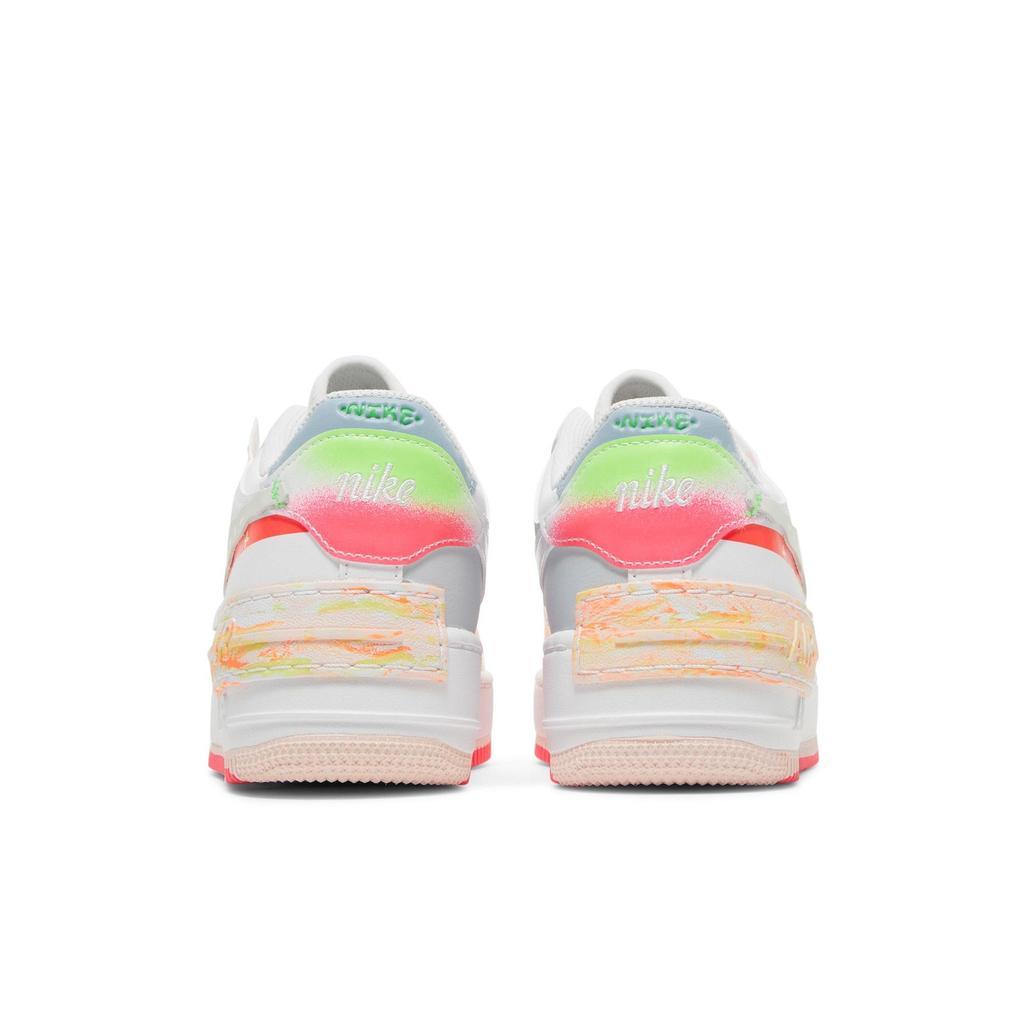 Nike Womens Air Force 1 Shadow 'Ghost Swoosh' (women's sizes) White / White / White / Aura Skate Shoes DV1364 111