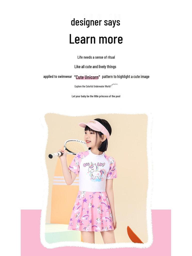 2024 Девочки Цельный Купальник-Юбка - Летняя Купальная Одежда для Детей в Размерах S, M и L